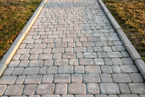 finished concrete paver walkway project