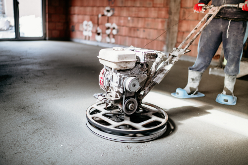 concrete finishing machine on interior floor